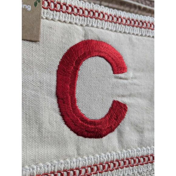 NEW Letter "C" Embroidered Beige Burlap Shimmer Christmas Stocking 20" Holiday - Picture 3 of 10